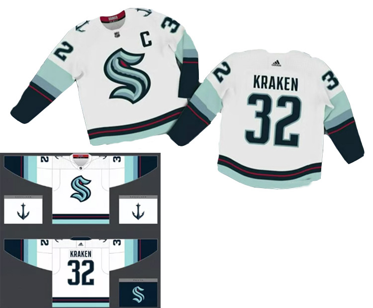 Custom Men New Seattle Kraken White nhl jerseys